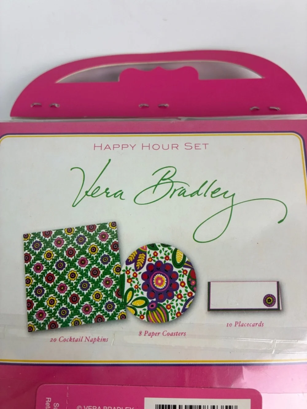NWT Vera Bradley happy hour set viva la Vera napkins coasters placecards